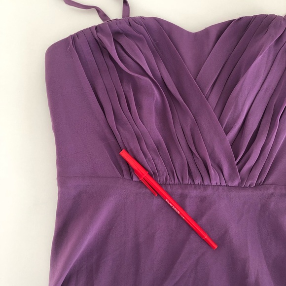 Vera Wang pleated bodice purple evening gown
